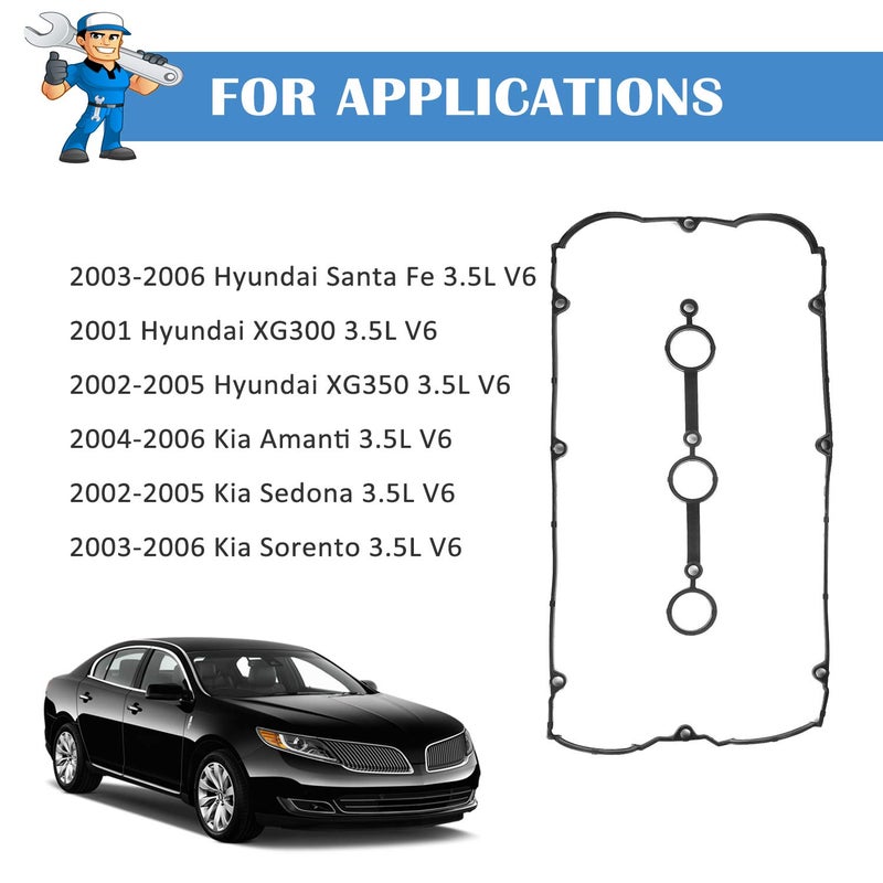 Donepart Gasket Compatible for Kia, Valve Cover Gasket Set for Santa Fe XG300 XG350 Sedona Sorento Amanti 3.5L V6 2001 2002 2003 2004 2005 2006 - Image 4